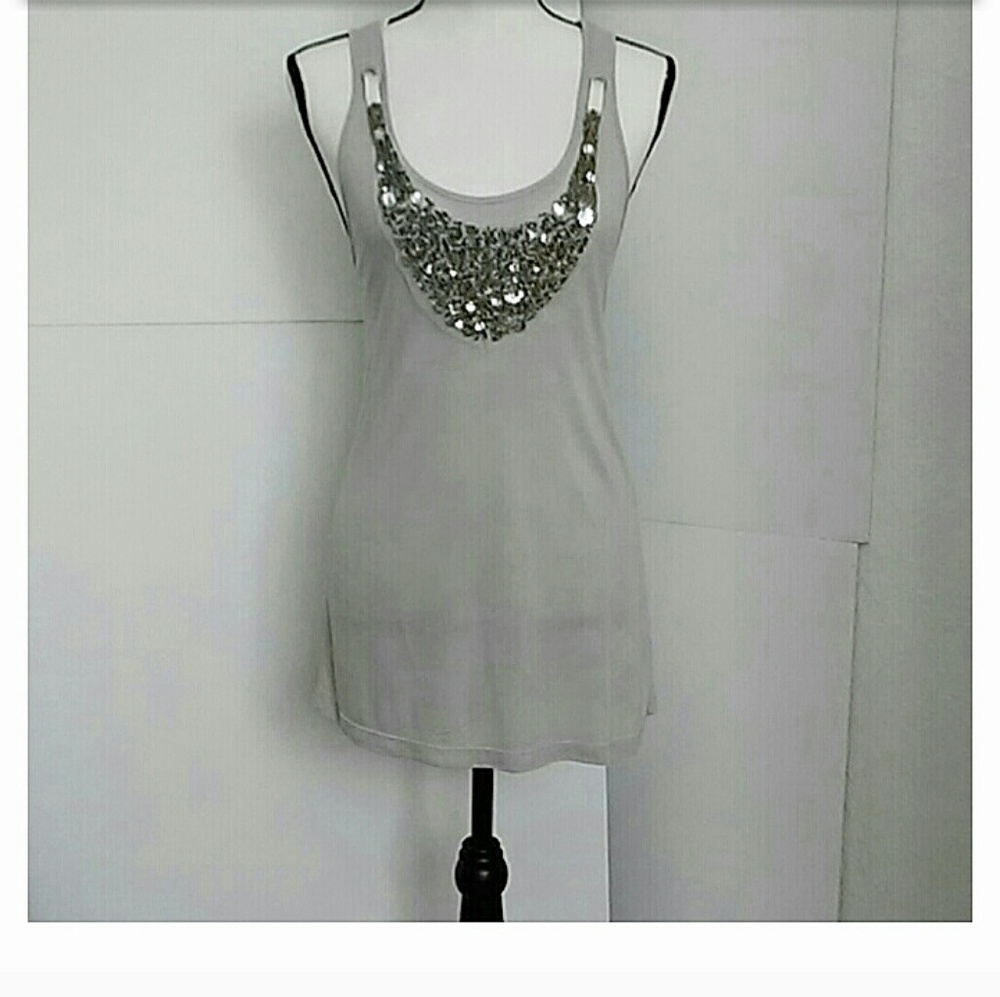 🌹 TWENTYONE| Grey Silver Beaded Top